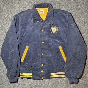 Vintage US Navy Bomber Jacket Corduroy Embroidered Varsity Men’s Large 70’s 80’s - Picture 1 of 9