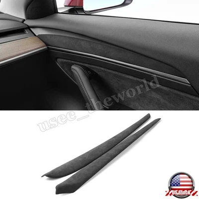 2X Cubierta de panel de puerta interior Alcantara para Tesla Modelo Y Modelo 3 2017-2023 Foto 1 de 4