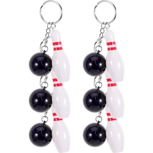  6pcs Mini Bowling Keychains Exquisite Hanging Key Rings Sports Match Souvenirs - Picture 1 of 12