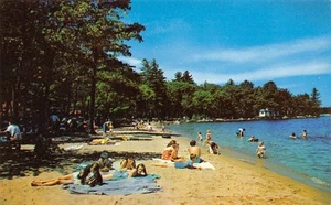 FITCH'S BEACH Sebago Lake, Maine Arthur Albrecht um 1950 Chrom Vintage Postkarte - Bild 1 von 2