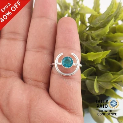 Nuevo anillo de boda alianza hermana plata esterlina 925 piedra apatita oferta viernes negro Foto 1 de 4