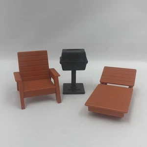 Vintage 1977 Fisher Price Dollhouse Patio Set Chair Recliner Lounge Grill - Picture 1 of 2