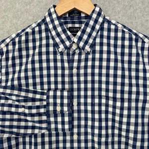 Camisa J Crew Performance Delgada Desconectada Con Botones Para Hombre Mediana Azul Guinga Nueva - Imagen 1 de 9