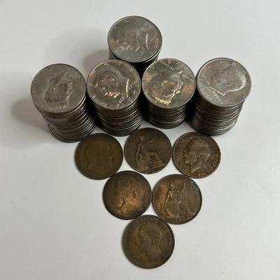 Large Estate Sale Kennedy Half Dollar Coin Collection $50 Face Value + Foreign - Image 1 of 4