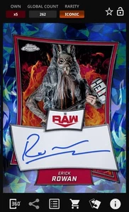 Erick Rowan Red Brand Signature Iconic - Topps Slam WWE Chrome Sapphire 25 - Picture 1 of 1