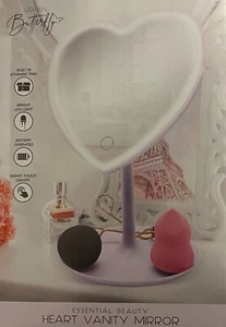 Makeup Mirror Light up Vanity Mirror Led Heart Mirror Touch On/Off Base Tray. - Picture 1 of 13