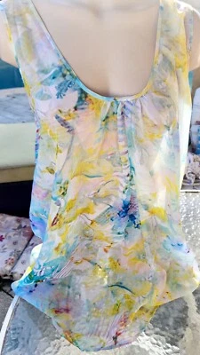 Victorias Secret Rare Vintage Swim coverup dress M L XL watercolor sheer floral - Изображение 1 из 4