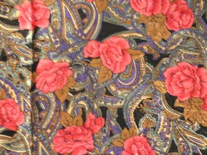 Vintage Genuine Thai Silk Material Remnant 45x120 Inches Pink Flower Abstract - Picture 1 of 2
