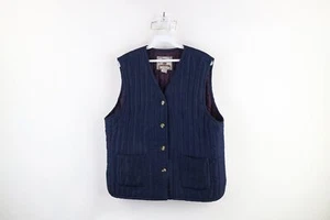 Vintage 90s Streetwear Womens Large Distressed Silk Quilted Puffer Vest Jacket - Picture 1 of 11