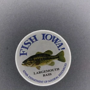 FISH IOWA IA Largemouth Bass DNR Button Pinback 2 1/4" - Picture 1 of 2