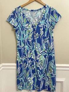 Lilly Pulitzer Dress Womens Medium Bamboo Print Short Sleeve Knee Length Casual - Picture 1 of 6