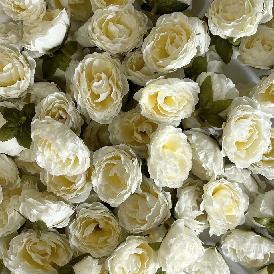 Artificial Silk Flower Heads - Ivory Peony Style 137 - 5 Pack - Image 1 of 1