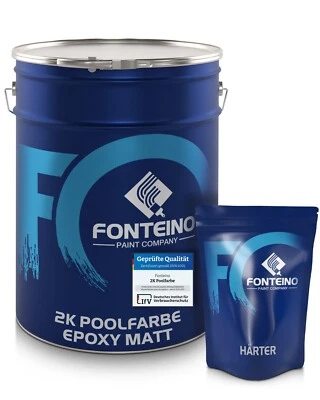 FONTEINO 2K Poolfarbe Schwimmbadfarbe Epoxidharz MATT Farbe Teich Pool Becken Brunnen