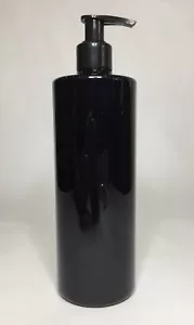 Empty 500ml Black Cylindrical PET Plastic Bottles & Black Lotion Pump ANY AMOUNT - Picture 1 of 1