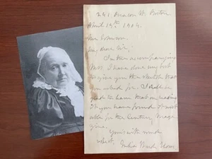 LETTERA MANOSCRITTA JULIA WARD HOWE FIRMATA, ARTICOLO SCRITTO PER SECOLO MAG. - Foto 1 di 1