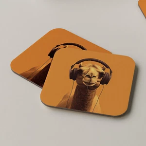 Camel Coaster Drinks Tea Coffee Music Headphones DJ Music Funny - Picture 1 of 2