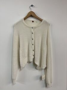 Free People Fluffy Knit Wrap Cardigan Cream Size Small New With Tags RRP: £140