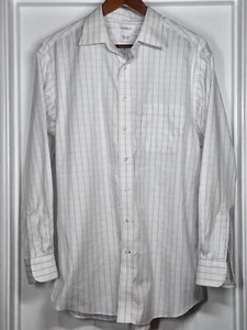 CREMIEUX Men's Shirt Size 16-33 White Purple Windowpane Plaid Cotton Twill L/S - Picture 1 of 6