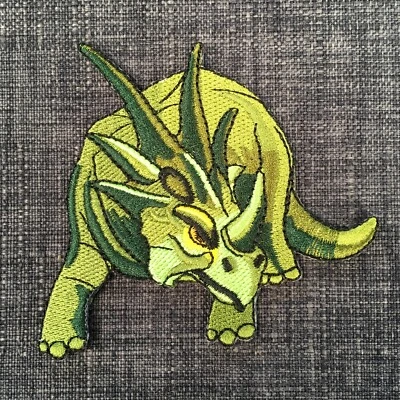 TRICERATOPS DINOSAUR High Quality Fully Embroidered Patch Badge Motif Iron-On - Image 1 of 4