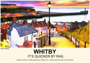 Vintage Style Eisenbahn Poster Whitby Yorkshire A4/A3/A2 Druck - Bild 1 von 1
