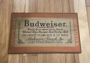 Vintage Wood Budweiser Lager Beer Anheuser-Busch Sign - Picture 1 of 7