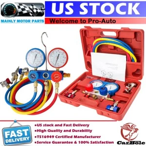 HVAC A/C Refrigeration AC Diagnostic Manifold Gauge Set Car Charging Service Kit - Picture 1 of 15