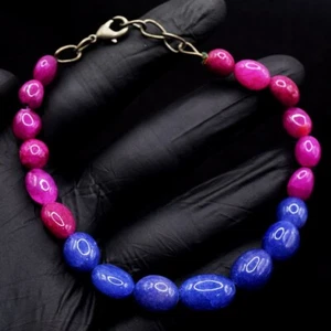 Fantastic Design Pink Ruby & Blue Sapphire  81.00 Cts Beaded Bracelet VK 46 E616 - Picture 1 of 3