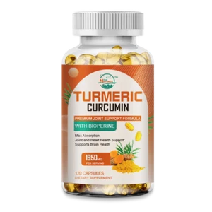 Organic 1950MG Turmeric Curcumin and Black Pepper Capsules High Potency 120 Pill - Picture 1 of 9