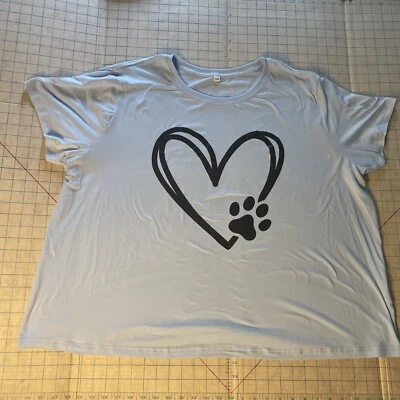 Súper suave para mujer talla grande 5X Love Paw Image azul claro Foto 1 de 4