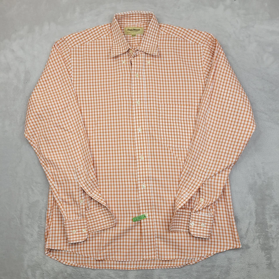 Paul Stuart Shirt Men 15.5 Vintage Dress USA Made Button Up Long Sleeve Gingham - Image 1 of 4