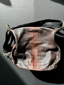 NEW Marino Orlandi Italian Leather Shoulder Sling Black & Gold Bag Made In Italy - Picture 1 of 10