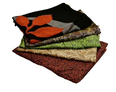 Vintage Lot Of 5 Sarees Recycled Used Felting Quilting Pure Silk Sari defects - Image 1 of 4