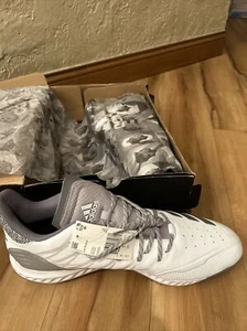 Adidas Icon Bounce Mid Baseball Cleats Men Size 17 White Gray New! $90 - Picture 1 of 10