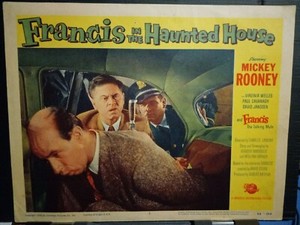 Lobby Card 1956 FRANCIS IN THE HAUNTED HOUSE Mickey Rooney knife murder