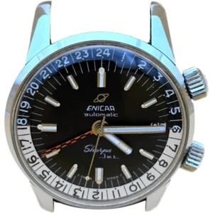 ENICAR SHERPA JET GMT Automatic Watch Super Compressor Case 36mm 60s Used - Picture 1 of 10