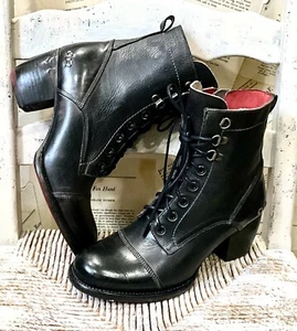 Free People Bed Stu Brooklyn Schnürstiefelette schwarz rustikal Leder 41 /10 NEU - Bild 1 von 9