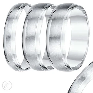 18 kt Weißgold Ehering D-Form matt & poliert schwer UK punziert - Bild 1 von 12
