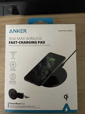 Cargador inalámbrico Anker 10W Max Powerwave Pad para iPhone, Galaxy - Negro - NUEVO Foto 1 de 2