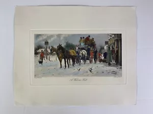 George Wright A Winter Halt Color Engraving Print - Picture 1 of 2