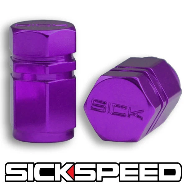 2 PURPLE HEXAGONAL ANODIZED ALUMINUM VENTIL VALVE STEM CAPS FOR MOTORCYCLE M4 - Image 1 of 1