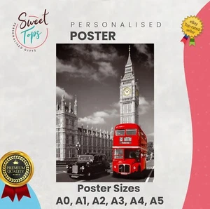 LONDON CITY RED BUS & BIG BEN POSTER PRINTING A0 A1 A2 A4 A3 MADE TO ORDER - Picture 1 of 1