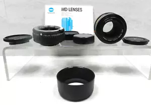 Minolta MD 50MM 1:1.7 Lens w/ Caps/ Lens Hood/ 2X Tele-Converter/ Manual - Picture 1 of 5