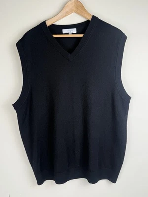 Colete Suéter Masculino Turnbury Extra Fino Lã Merino Tamanho XL Preto Decote V Clássico - Imagem 1 de 4