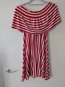 Red Striped Sleeveless Dress Size 14 - Picture 1 of 4