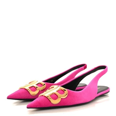 NUEVO Cuchillo Balenciaga Terciopelo BB Punta Punta Punta Punta Eslinga Plana 41 9/9.5 Rosa Fucsia Foto 1 de 4