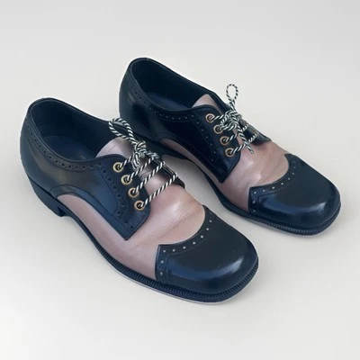 Vintage 1970s Disco Era Mens PEDWIN shoes leather tow tone 7.5 D|B EXCELLENT - Image 1 of 4