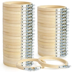 48 Pieces 4 Inch Embroidery Hoop Bulk Small Embroidery Hoop Wood Circle Cross... - Picture 1 of 7