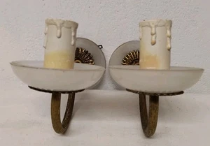 Paar Vintage Messing und Opal Wandlampen (Ref: CH31) - Bild 1 von 14