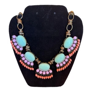 J. CREW LARGE BOLD TURQUOISE AND ORANGE BEADED NECKLACE WITH STUNNING DETAILS - Picture 1 of 3