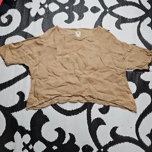 Namsar Top 100% Linen Artsy Oversized Lagenlook One Size Brown Womens  - Picture 1 of 6